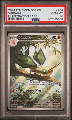 2024 Pokemon Surging Sparks #206 Vibrava Illustration Rare PSA 10