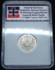 Imperial Germany WW1 *1914* 10 Pfennig Cu/Ni Coin Rare Empire in Case J.13