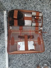 Zestaw do golenia, golenie na mokro, vintage, antyczny skórzany piórnik w kolorze koniaku, zestaw podróżny