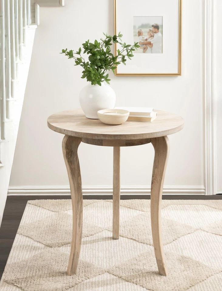 Mariona Coastal Round Mango Wood Entryway Table, 26 x 26 x 30, Light Natural,... - Image 3 of 4