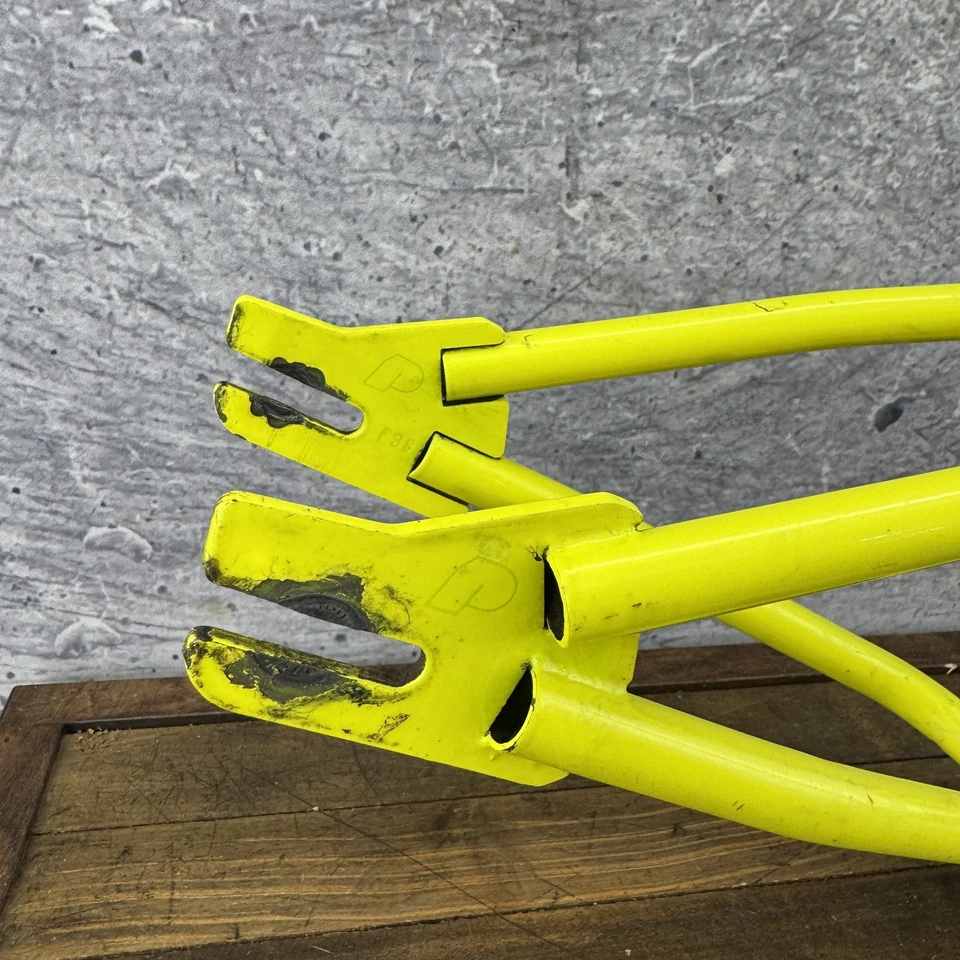 Cuadro de Bicicleta BMX Powerlite De Colección Amarillo Día Glo Neón 20 pulgadas Cromoly Racing Brillo Foto 3 de 4