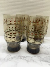 Smoky Brown Flower Glasses Set Of 4