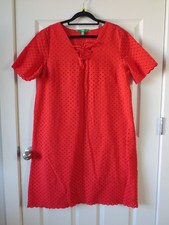 DIP Lined Embroidered Dress Women's Size M 100% Cotton Red