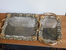 2 x Tablett, Serviertablett versilbertes Metall,  Vintage, gebraucht