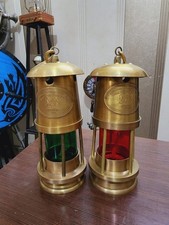 6" Set of 2 Brass Nautical Lanterns Maritime Vintage Oil Lamps Coastal Decor
