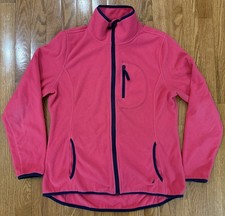 Nautica Hot Pink Full Zip Casual Athletic Fleece Sweathshirt Women's L