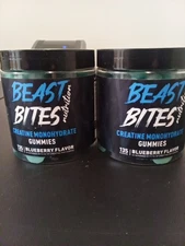 2x BEAST BITES Nutrition Creatine Monohydrate Gummies Blueberry 135ct 1/27