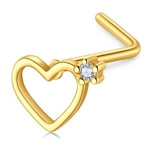 Authentic Gold Plated Cross Bear Butterfly Heart Crown Gem Nose Ring Hoop Stud Piercing