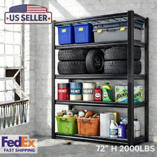 72 H Garage Storage Shelving Rack 2000lbs Heavy Duty Adjustable Metal Shelves