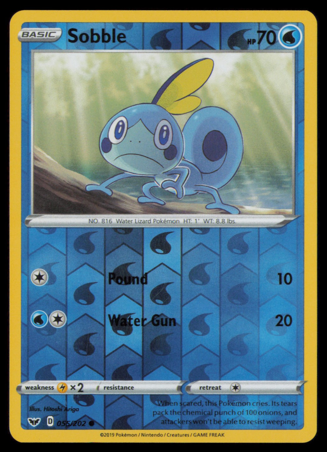Sobble 055/202 Common Sword & Shield Pokemon Reverse Holo Lightly Played