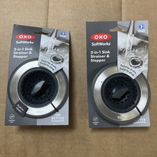 OXO Sink Stopper: Stainless Steel Silicone Kitchen Drain Plug, 4.5" Diameter 2PK