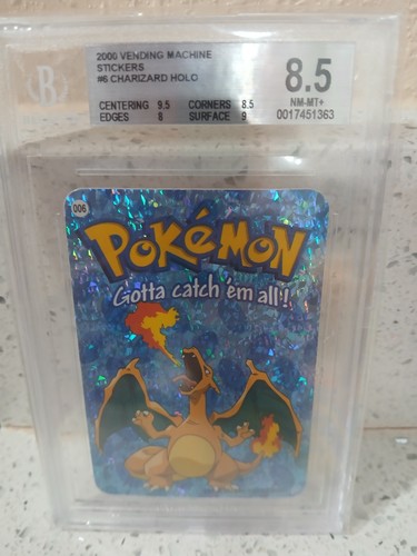 2000 Charizard Pokemon #6 Blue Prism - Holo Vending Sticker BGS 8.5 NM+