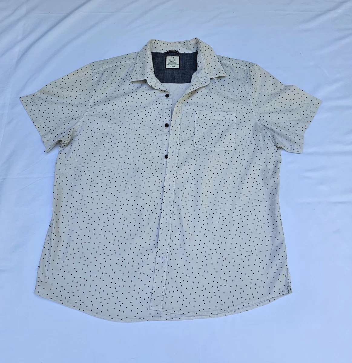 Polka Dot Short Sleeve Button-Up Casual Button-Down Shirts for Men