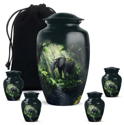 Elephant Green Forest Memorial Ashes Male Female Women Mom Dad Combo 5