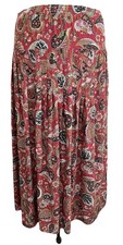 Vtg 90s Paisley Red Skirt Sz 8 Midi Full Pleated Flaws: for Fabric/repurposing 