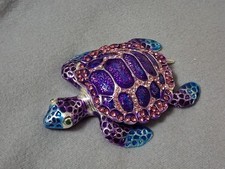 Schmuckschatulle Emaille Strass Schildkröte Lila Schmuck Dose Faberge Stil Deko