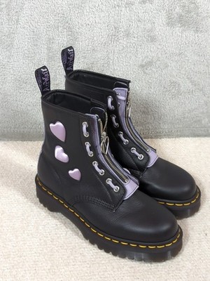 Dr Martens 1460 Zip Heart Virginia Satin Lux lace up size 8 pastel goth kawaii