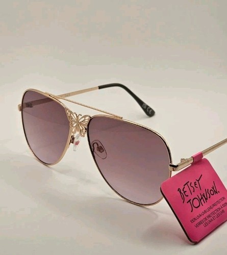 Betsey Johnson Pink Aviator Butterfly Women's Sunglasses NEW! Authentic