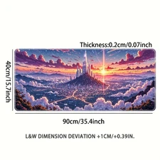 Large Castle Themed Gaming Desk Mat with Wrist Rest & Surface - Non-Slip Rubber