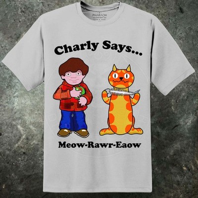 Charly Sagt Herren 70er Jahre Werbung T-Shirt Retro Rave Prodigy Vintage
