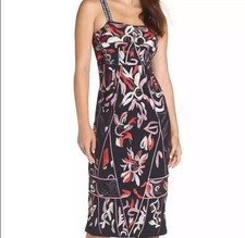 Anthropologie Foxiedox Takeo Column Black Dress Sheath Embroidered 8 Bodycon