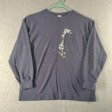 VTG 90s Warner Bros Kids M Blue Embroidered Bugs Bunny Pocket Long Slv Shirt EUC