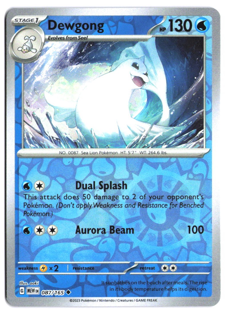 Dewgong #87 - 151 - Reverse Holofoil - Uncommon - Near Mint