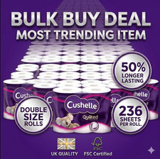 Cushelle Quilted 3-Ply Longer Rolls Toilet Tissue, 4 x 8 Pack (236 Sheets)