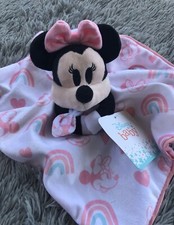 Minnie Mouse Disney Baby Pink and White Personalized Newborn Lovey Blanket