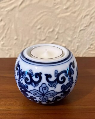 Bombay Blue & White Chinoiserie Ceramic Votive Tea Light Candle Holder 3 Types