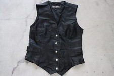 VINTAGE Wilsons Size M 100 Leather Biker Vest Snap Black