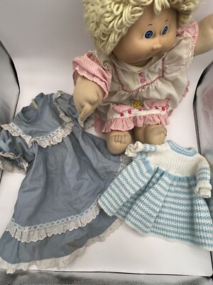 1985 Cabbage Patch Doll Blue Eyes Blond Hair Extra Handmade Clothes Loved Girl