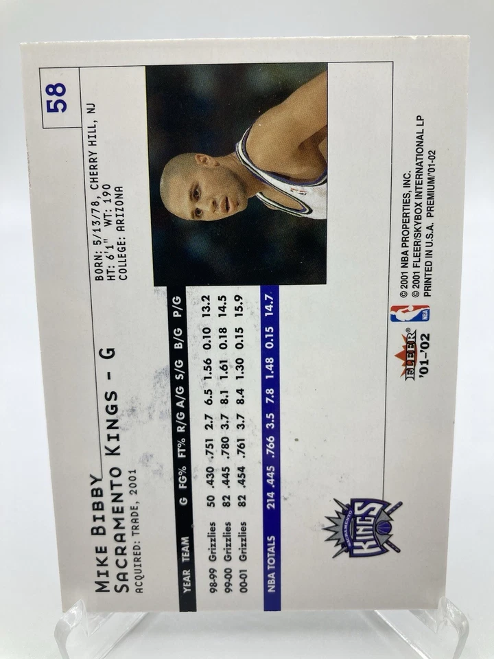 2001-02 Fleer Premium - #58 Mike Bibby Autographed Card - Image 2 of 2