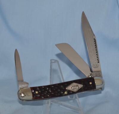 RARE VINTAGE SCHMIDT & ZIEGLER BONE STOCKMAN KNIFE ''NEAR MINT! NO CASE /BOX