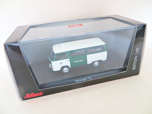 SCHUCO 03219 'VW T2 a BUS, POLIZEI SAARBRUCKEN'. WHITE/GREEN. 1:43. VGC/BOXED. - Picture 3 of 8