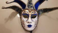 Venetian Carnival Masquerade Arlecchino Mask, handmade in Venice, Italy, NWT