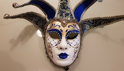 Venetian Carnival Masquerade Arlecchino Mask, handmade in Venice, Italy, NWT