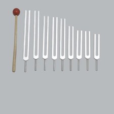 9 Sacred Solfeggio Tuning forks including 528 fork with mallet for healing
