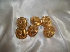 Lot of 6 New/Old Stock Gold Tone Buttons Military Navy Uniform 1" C&C Metal Prod