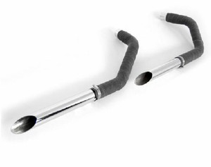 2 Chrome W Black Header Wrap 40 Drag Pipes Exhaust Harley Ironhead Sportster Ebay