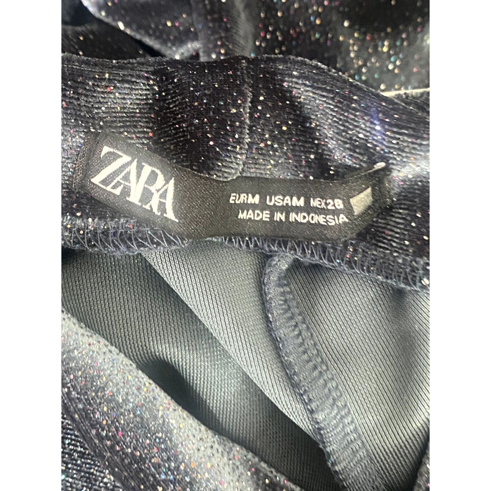 ZARA Ruched Velvet Glitter Mock Neck LongSleeve Bodys… Gem