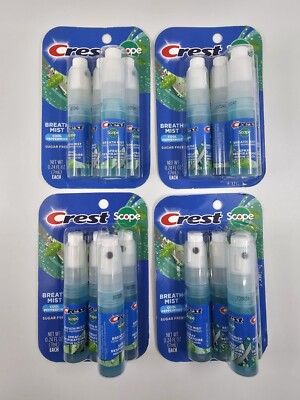Crest Breath Mist Scope Long Lasting, Cool Peppermint 4 pack 0.24 oz Sugar Free