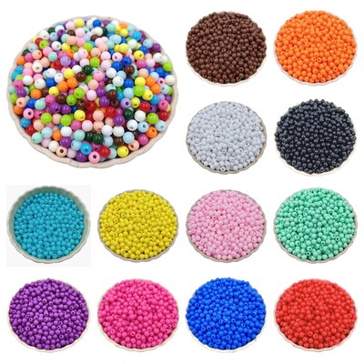 DIY 500Pcs 4mm For Jewelry Making Solid Color Round Loose Beads