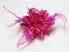 Fuchsia Hot Pink Flower Corsage on Clip Pin and Hair Band