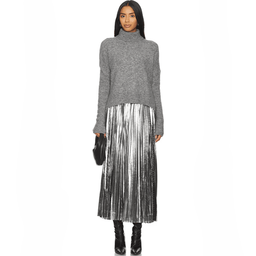 AllSaints Women's Spark Dress Grey/Silver Midi Pullover Adjustable Straps