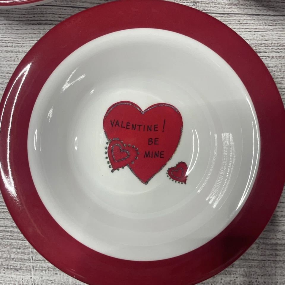 Pottery Barn niños "Be My Valentine" cuencos de melamina corazones 6"" Foto 4 de 4