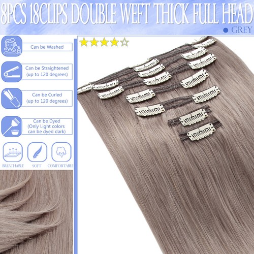100% Remy Echthaar Clip in Extensions Haarverlangerung Doppelt Tressen Dick Weft - Bild 58 von 59