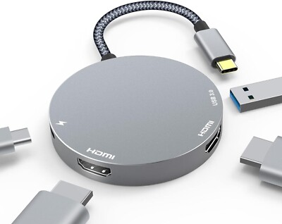 USB C auf Dual HDMI Adapter, USB Typ C auf Dual Monitor HDMI Adapter 4K@60Hz 4in1