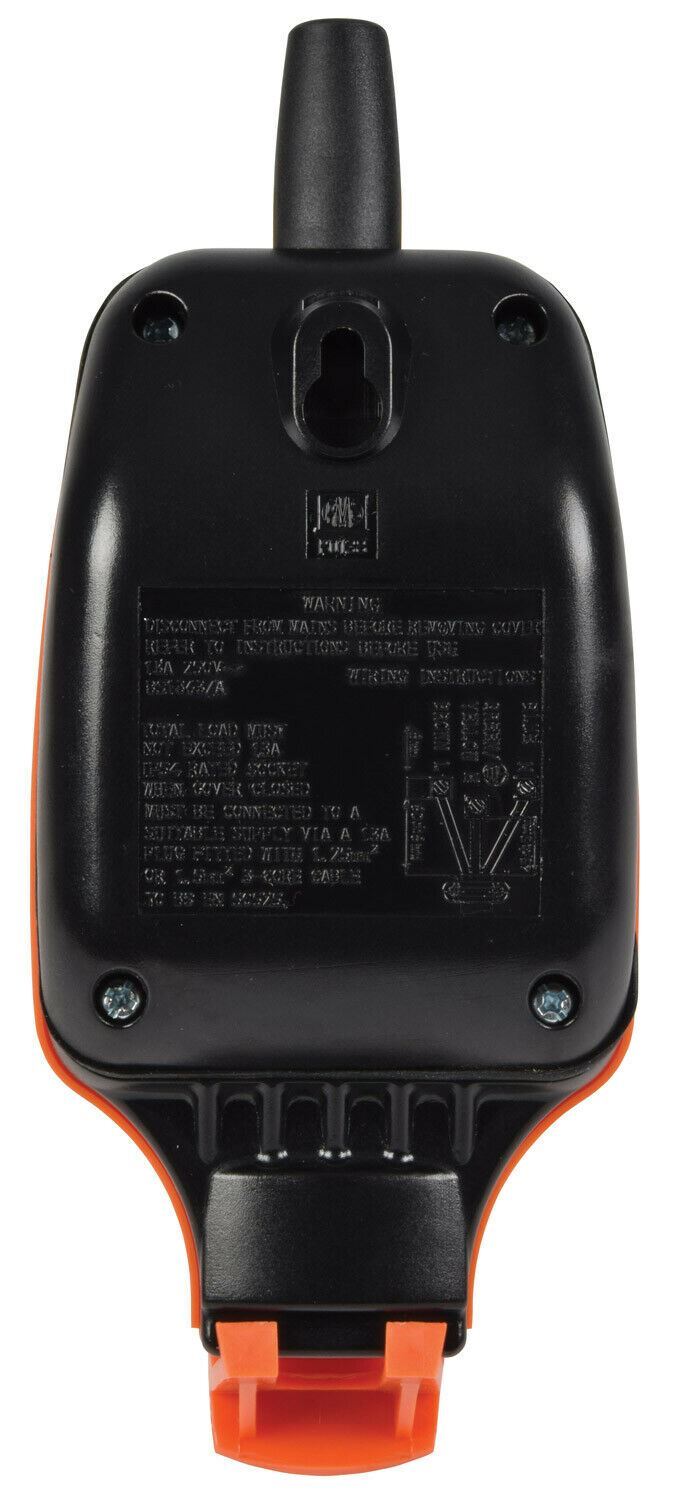 Weatherproof Mains Outdoor Garden Extension Lead IP54 Orange 1 Socket