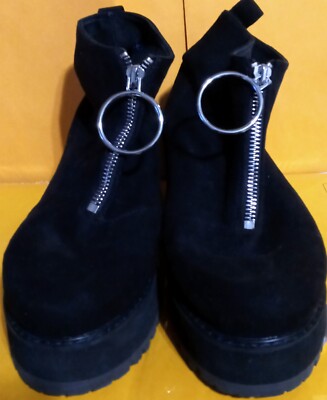 Asos Women's Low Suede Zipper Boots Size 4. Platform Super Clean!